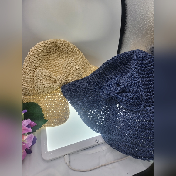 Bundle-Summer Sombrero -Straw Crochet Sun or Beach Hat, Handmade Vintage main image 8